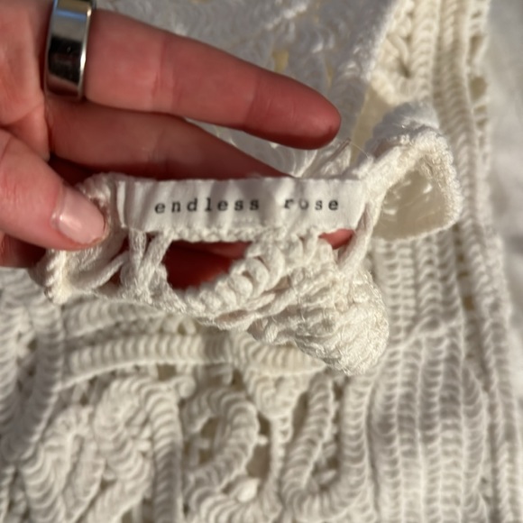 endless rose size small white crochet cover up MINI dress - Picture 3 of 3